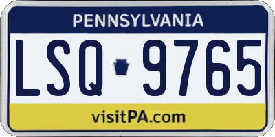 PA license plate LSQ9765