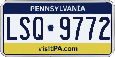PA license plate LSQ9772