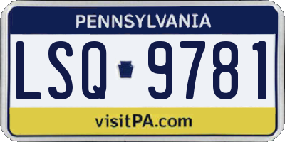 PA license plate LSQ9781