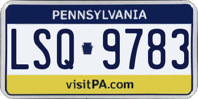 PA license plate LSQ9783