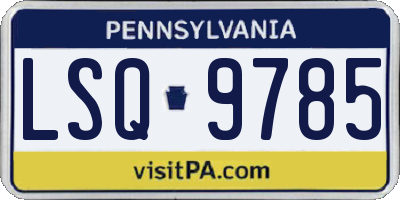 PA license plate LSQ9785