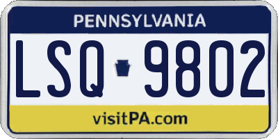 PA license plate LSQ9802