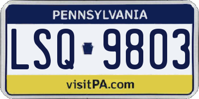 PA license plate LSQ9803
