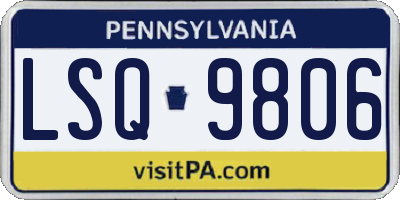 PA license plate LSQ9806