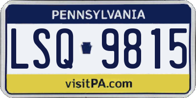 PA license plate LSQ9815