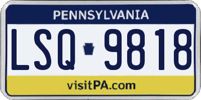 PA license plate LSQ9818