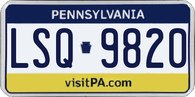 PA license plate LSQ9820