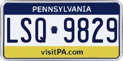 PA license plate LSQ9829