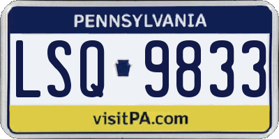 PA license plate LSQ9833