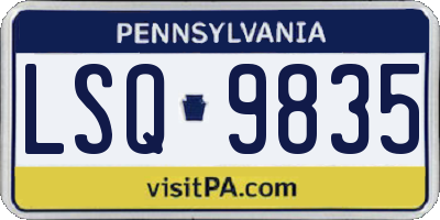 PA license plate LSQ9835