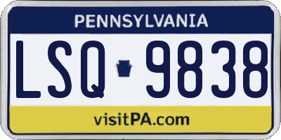PA license plate LSQ9838