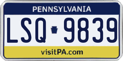 PA license plate LSQ9839