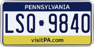 PA license plate LSQ9840