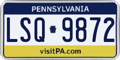 PA license plate LSQ9872