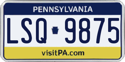 PA license plate LSQ9875