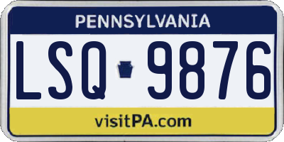 PA license plate LSQ9876