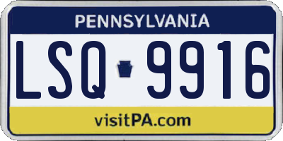 PA license plate LSQ9916