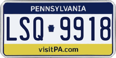 PA license plate LSQ9918