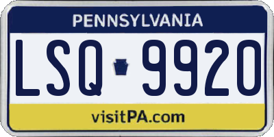 PA license plate LSQ9920