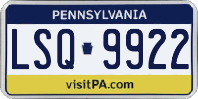 PA license plate LSQ9922