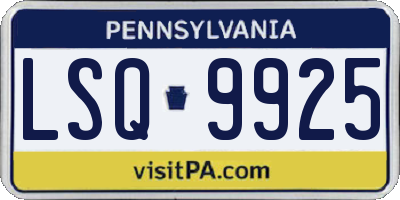 PA license plate LSQ9925