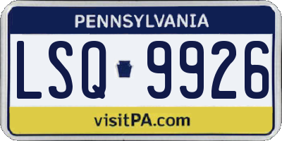 PA license plate LSQ9926