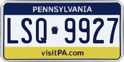 PA license plate LSQ9927