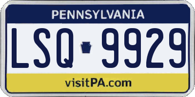 PA license plate LSQ9929