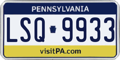 PA license plate LSQ9933