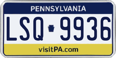 PA license plate LSQ9936
