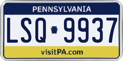 PA license plate LSQ9937