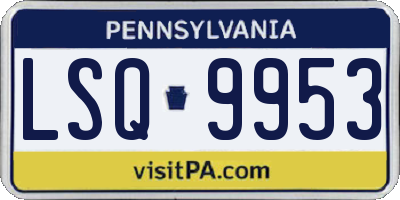 PA license plate LSQ9953