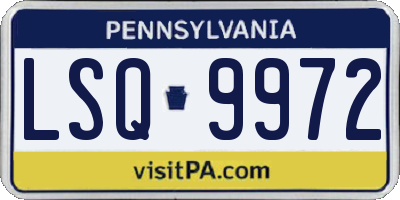 PA license plate LSQ9972