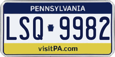 PA license plate LSQ9982