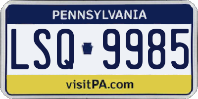 PA license plate LSQ9985