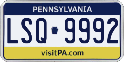 PA license plate LSQ9992