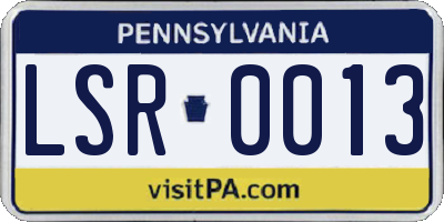 PA license plate LSR0013