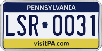 PA license plate LSR0031