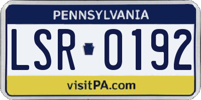 PA license plate LSR0192