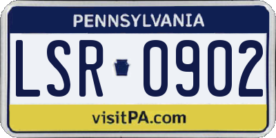PA license plate LSR0902