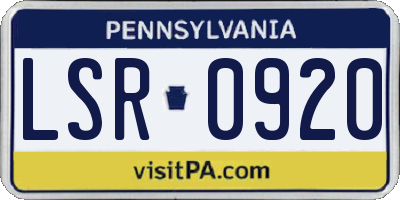 PA license plate LSR0920