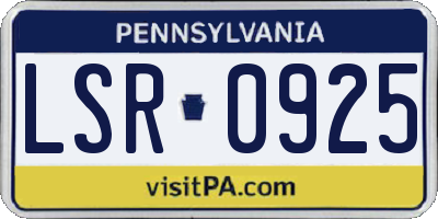 PA license plate LSR0925