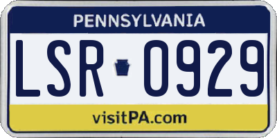 PA license plate LSR0929