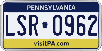 PA license plate LSR0962