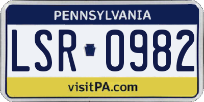 PA license plate LSR0982