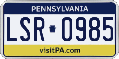 PA license plate LSR0985