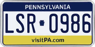 PA license plate LSR0986