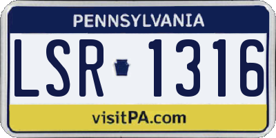 PA license plate LSR1316