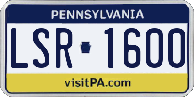 PA license plate LSR1600