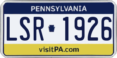 PA license plate LSR1926